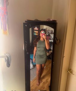 Olive Green Sleeveless Bodycon Dress