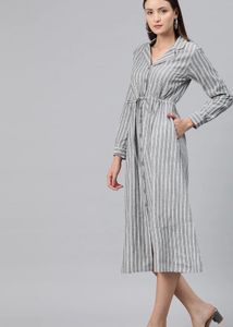 Striped Button-Down Maxi Dress