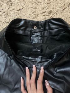 Black Faux Leather Wide Leg Pants