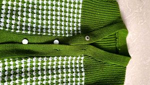 Green &amp; White Knit Cardigan