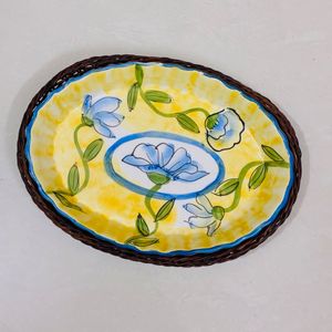 BRAND NEW 🍃Hand- Painted Floral Oval Platter 🍃