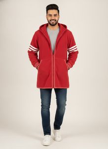Cozy Red Fleece Hooded Jacket