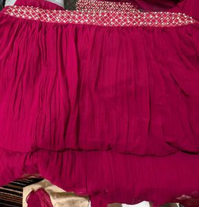 Embroidered Rose pink three piece dress