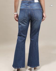 Women Flared Mid Rise dark Blue Jeans Size 28-30
