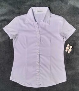 Elegant White Fitted Formal Shirt 🤍