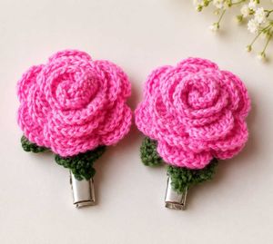 crochet rose hair clip 🌹