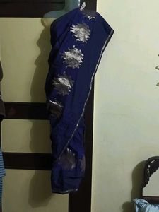 Regal Purple Silk Fabric with Copper Zari Motifs