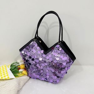 Sparkling Purple Sequin Shoulder Bag