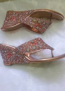 Sparkling Rose Gold Embellished Sandals