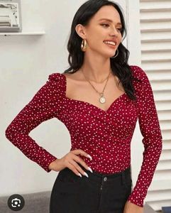 Red Polka Dots Puff Sleeve Top❤️🔥🔥