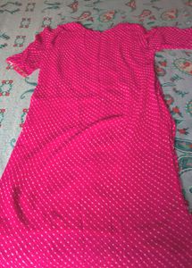 Beautiful Pink Bandhani leheriya Kurta