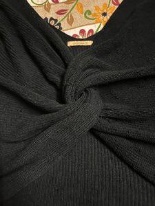 Chic Black Cut-Out V-Neck Top