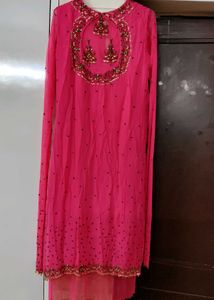 Vibrant Pink Embellished Long kurti