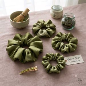 🔥PACK OF 4🔥 Green Satin Scrunchie Set