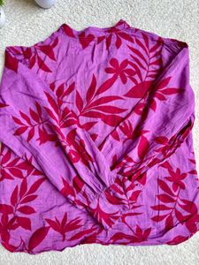 Vibrant Floral Print Button-Up Blouse