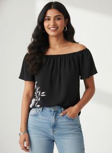 Off-the-Shoulder Floral Blouse