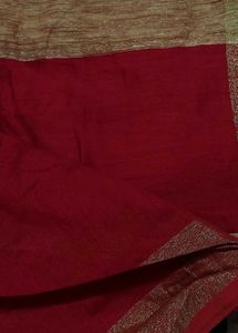 Red Saree with Golden Border