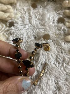 Elegant Black Stone Drop Earrings