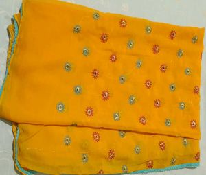 Vibrant Yellow Embroidered Dupatta