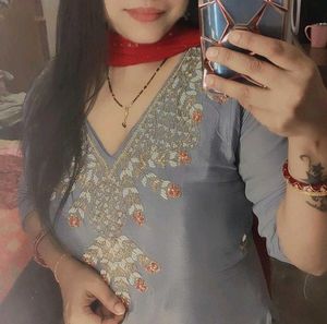 Embroidered Grey Kurta Set with Red Dupatta