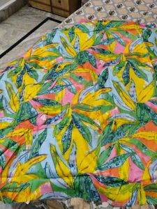 Vibrant Leaf Print Kurta Set with Dupatta