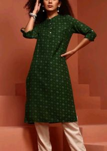 Fusion Green Printed Kurta