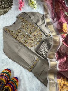 Embroidered Kurta Set with Dupatta