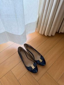 Salvatore Ferragaom Navy Blue Patent Heels