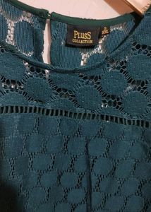 Mehandi Green Plus Size Lace Kurti 36 Bust
