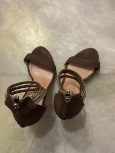 Stylish Embellished Brown Heels