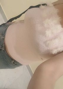Pink Knit Top with Fur Trim
