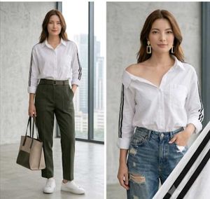 Oversized White Shirt with Shoulder Pads ✨