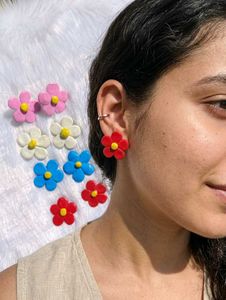 Cute Flower Clay Stud Earrings pack Of 2