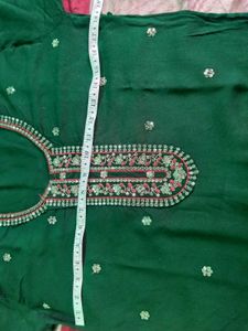 Embroidered Green Kurta Set