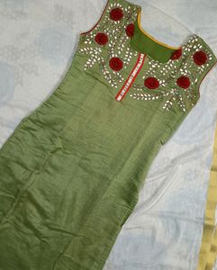 Green Embroidered Kurti
