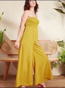 Stylish Yellow Strapless Jumpsuit