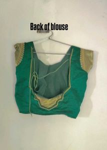 dark green shalu Saree with Gold Patterned Sare