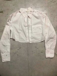 Cropped White Button-Down Shirt
