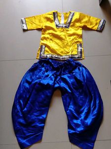 4-6 years kids Yellow Kurta with Blue patiya