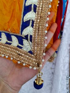 White Lehenga Choli with Yellow Dupatta