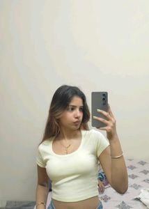 Cream Ribbed Cropped Top