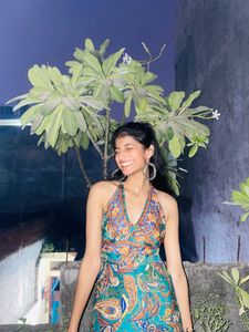 Boho Paisley Print Halter Maxi Dress in two revers