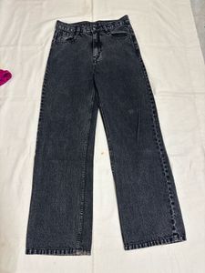 Washed Black Wide Leg Jeans