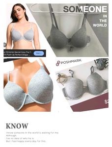Victoria's Secret Gray T-Shirt Push-Up Bra