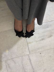 Ginger Black Bow Embellished Flats