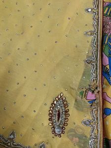 Beautiful Yellow Embellished Saree