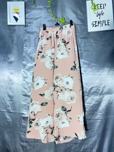 Pink Floral Wide Leg Palazzo Pants