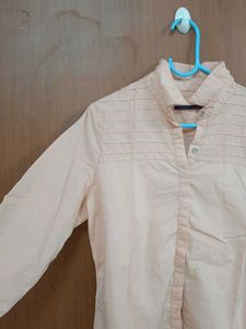 Peach Button-Up Collared Shirt