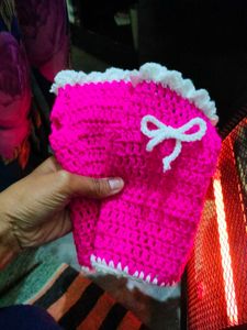 Pink Crochet Wrist Warmers with Bow