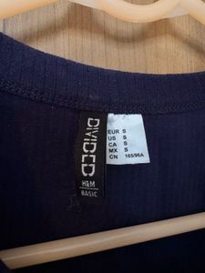 fitted navy blue crop top basic from h&amp;m